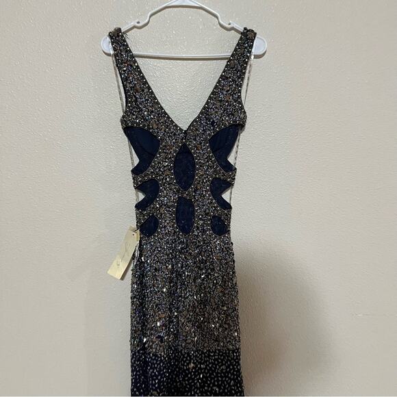 Jasz Couture 6215 navy blue ombre fully beaded cutout prom dress NEW 2 - Picture 6 of 8